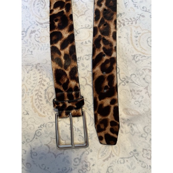 White House Black Market Accessories - White House Black Market women's Leopard Print Haircalf  genuine Leather Belt